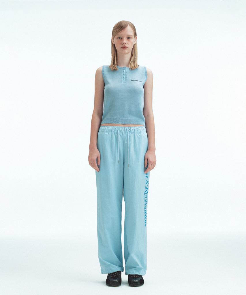 REST&RECREATION Half Button-Up Knit Vest - Sky Blue