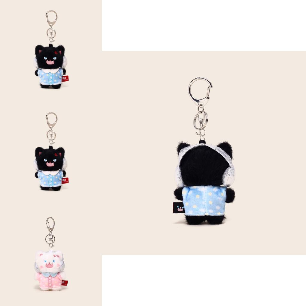 Cute Pajamas Cat Plush Keychain With Fluffy Pet Sleepwear For Collectors And Gifts