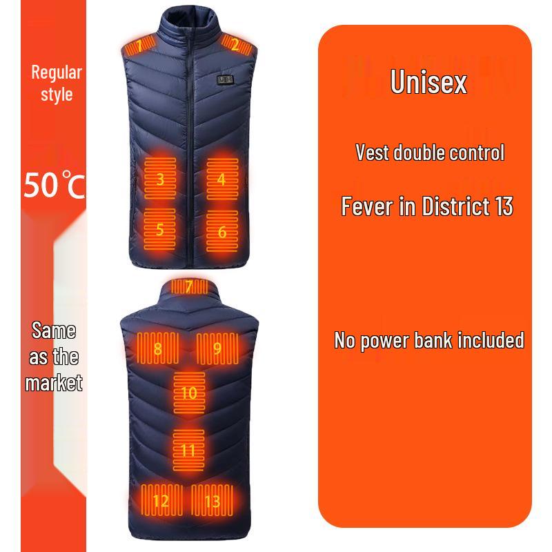 Four-Zone Temperature-Control Electric Heating Vest for Safe, Warmth