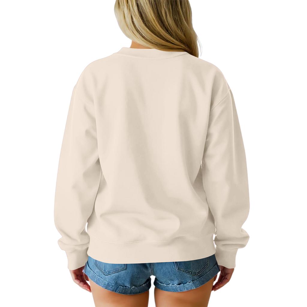 Ladies' Casual And Fashionable Long Sleeved Plush V-tie Pocket Plaid Printed Pullover Top