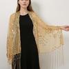 New Sequins Peacock Scarf Shawl For Women Evening Dresses Elegant Shawl Female Golden Sparkling Metallic Scarf Shiny Shawl Wraps
