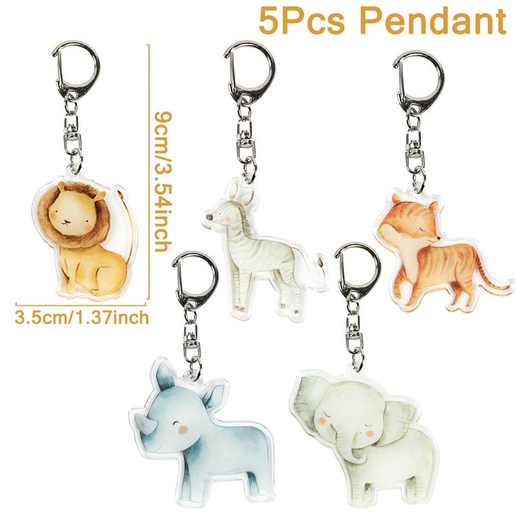 Jungle Animal Keychains Safari Animal Keychains Lion Giraffe Elephant Key Chains Animal Birthday Theme Decor Baby Shower Party