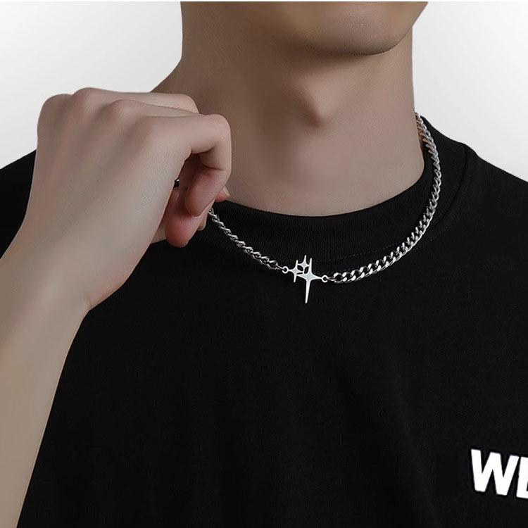 

Мужское ожерелье-крест Starburst из титановой стали 2023 года - Не выцветающий хип-хоп дизайн, Универсальная модная бижутерия