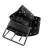 Personalized Design Hollow Rivet Wide Belt Three Row Needle Buckle Black Leather Waistbands  Party