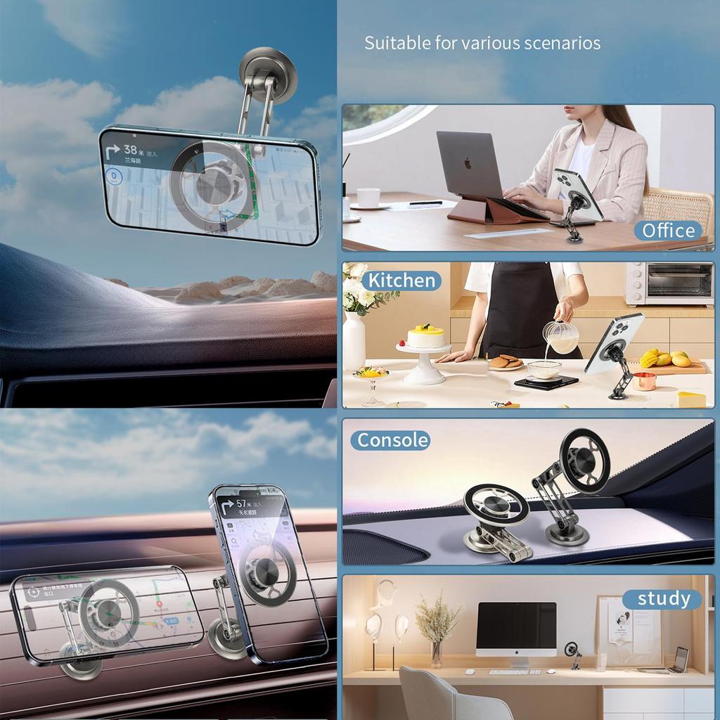 360 Alloy Magnetic Car Phone Holder Stand For iPhone 16 15 14 13 Pro Max Samsung S24 S23 S22 Plus Xiaomi Redmi Note 12 Oppo Windshield Dashboard Mount