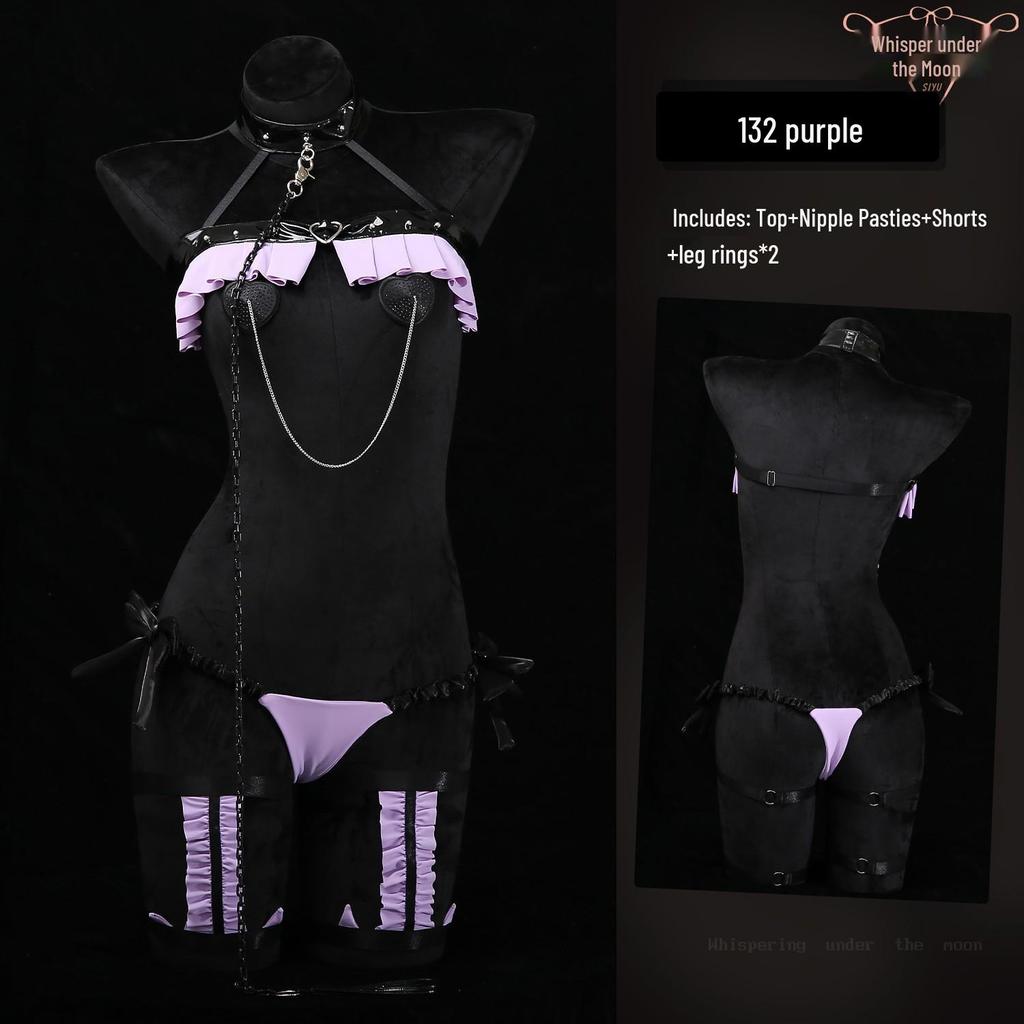 Moonlight Whispers: Heart Cat Maid Cosplay Lingerie