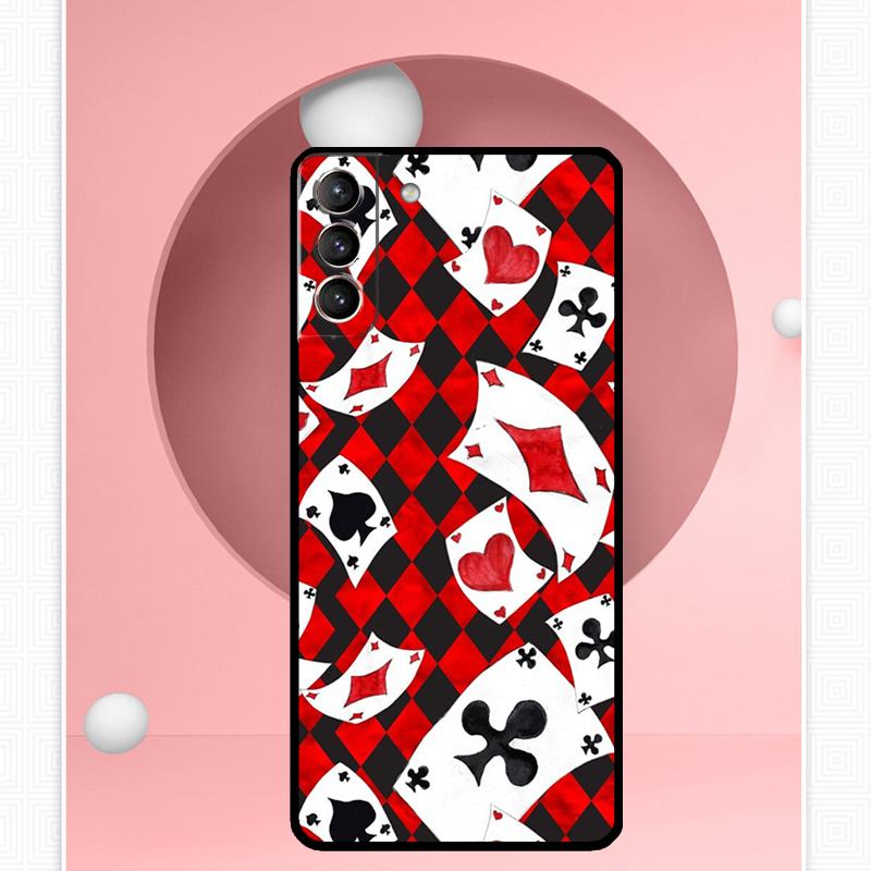 Pouzdro na hrací karty Poker pro Samsung Galaxy S22 S23 S24 Ultra Note 20 10 S8 S9 S10 Plus S21 S20 FE Měkký kryt