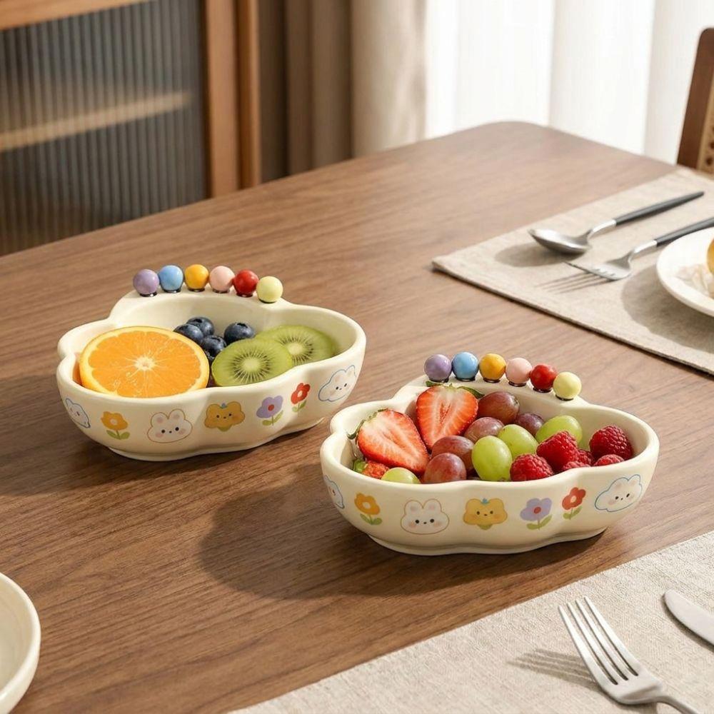 Cloud Shape Fruit Storage Tray Plastic Colored Beads Decor Fruit Bowl Large Capacity Snack Plate