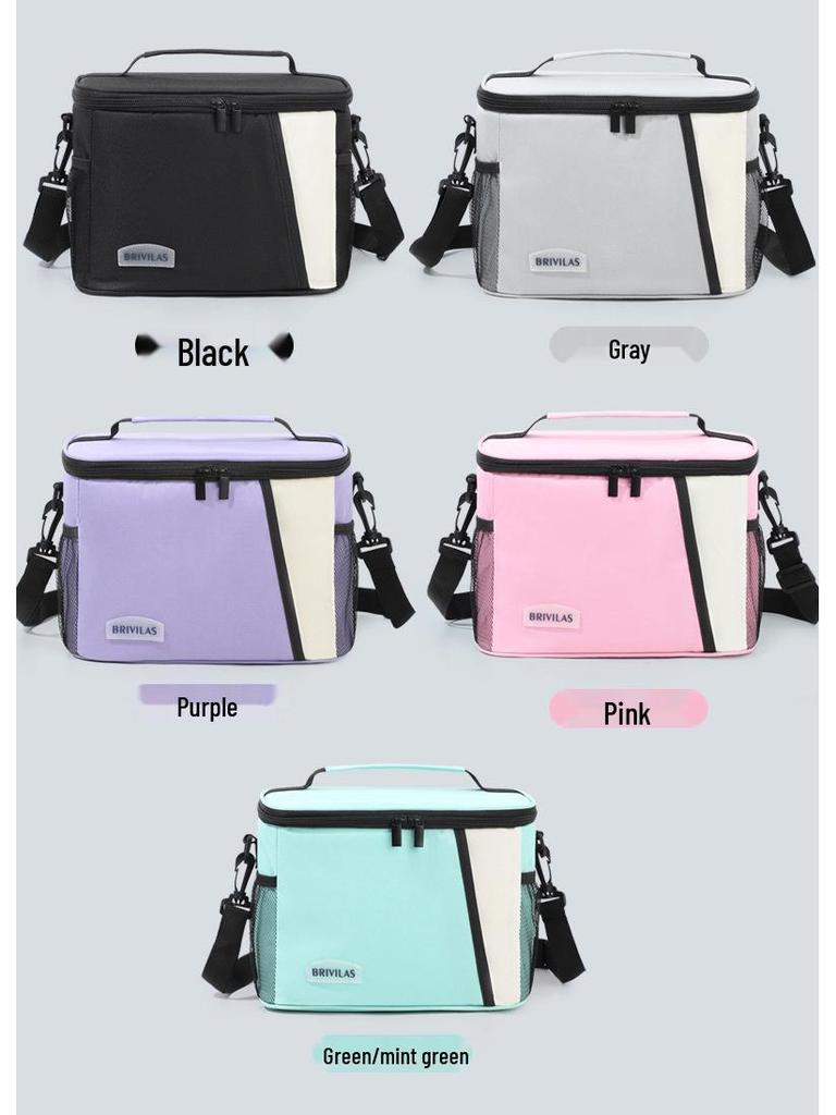 Large Capacity Color Block Insulated Crossbody Lunch Bag & Picnic Tote