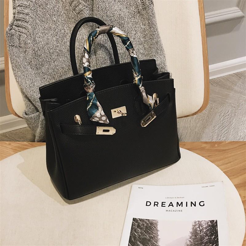 Cross Border Large Capacity Hand-held Lychee Patterned Women's Bag 2026 New Fashion Scarf Kelly Shoulder Crossbody Bags