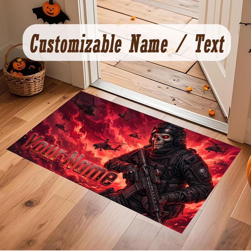 Game Controller Theme Crystal Velvet Floor Rug Personalized Custom Name Text Warm Carpet Home Decoration