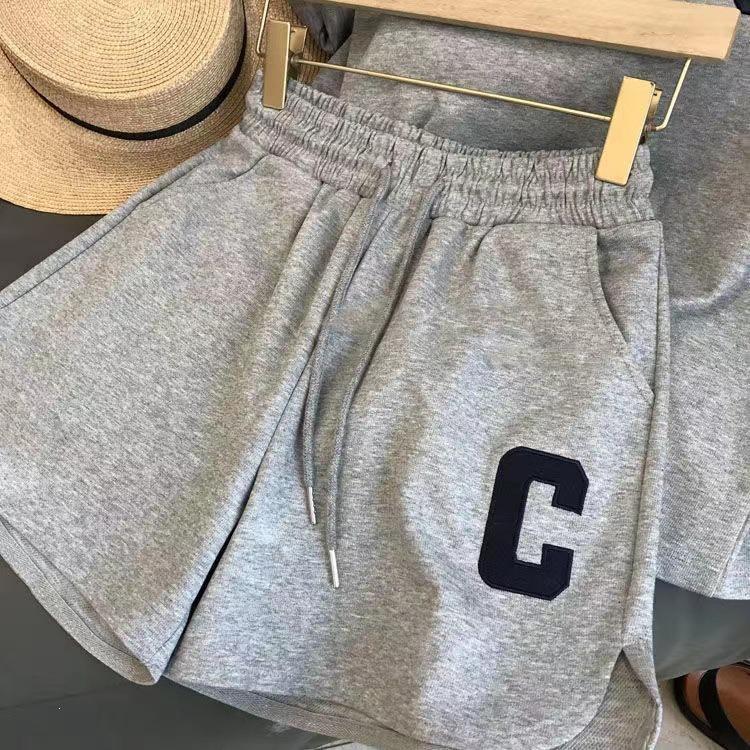 Women's 2025 Summer Korean Style Plus Size Casual Sportswear Set – Short Sleeve Top & Shorts for Running