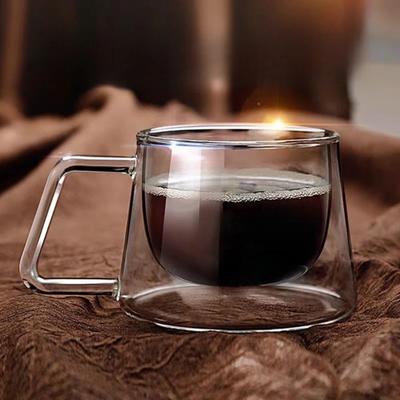200ml Transparent Doppel Wand Glas Kaffee Becher mit Griff Hitze-beständig Espresso Tasse Latte Cappuccino Tee Wasser Tasse Frühstück