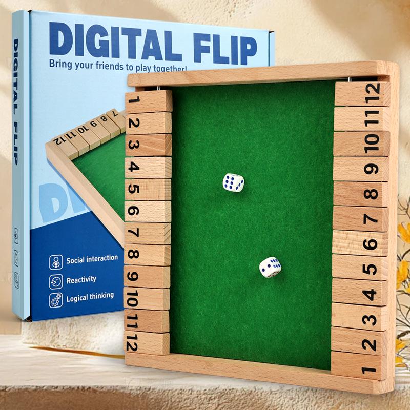 Kids' Wooden Logic Puzzle: Two-Player Number Flip Game for Ages 3+ - Educational & Fun