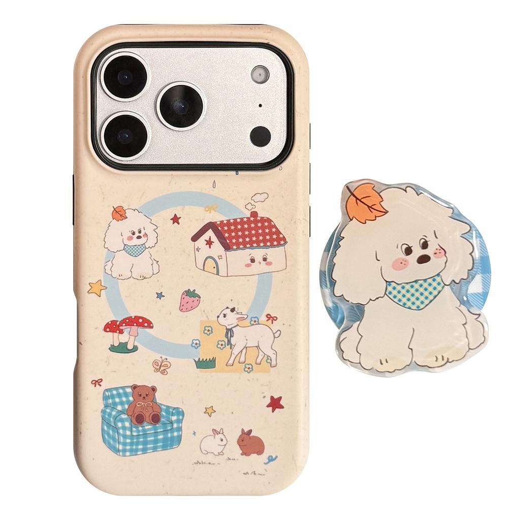 Autumn Puppy Apple 17 Mobile Phone Case IPhone15 Suitable for 11 Film Magnetic Bracket 16promax Creative Mobile Phone Case