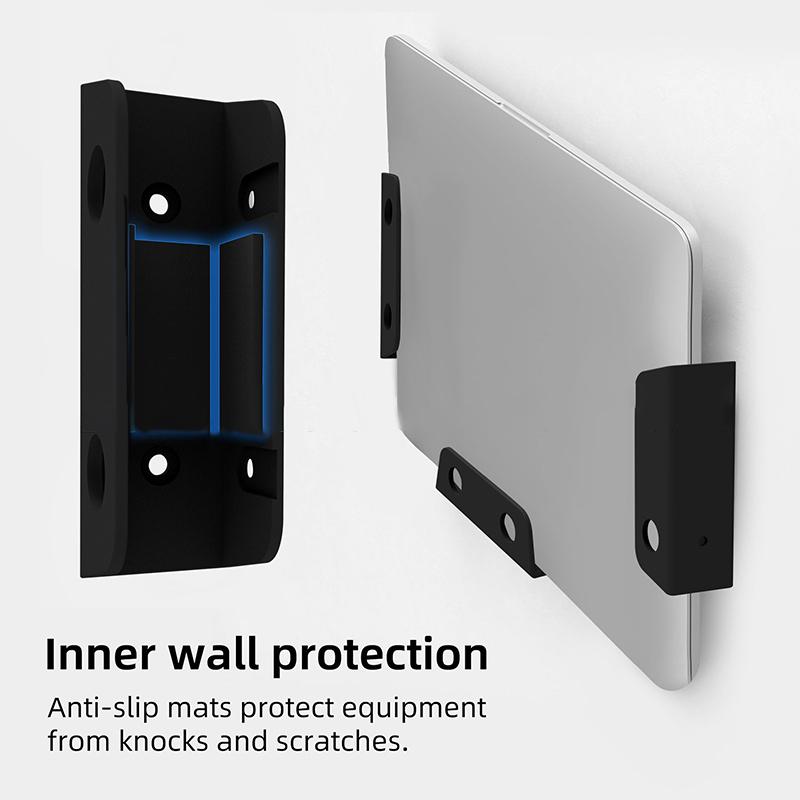 Under Table Laptop Holder Portable Notebook Storage Bracket Stand Mount Desktop Organizer With Anti-Scratch Silicone Pad