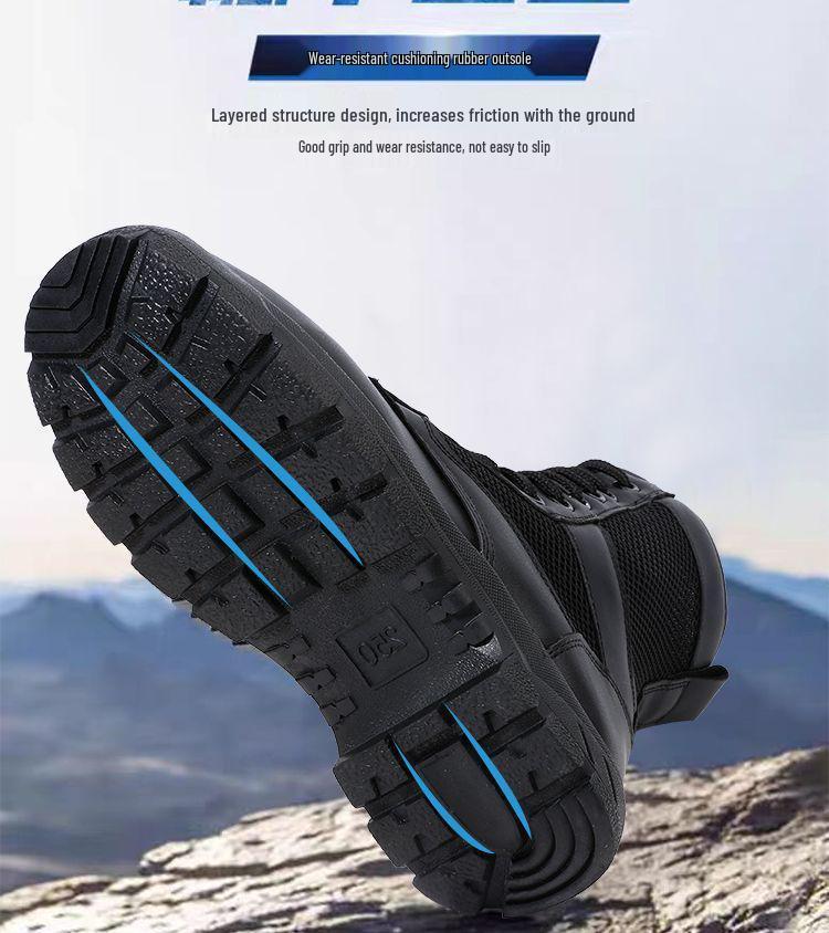 Men's Genuine Leather Mesh Breathable High-Top Hiking & Work Boots