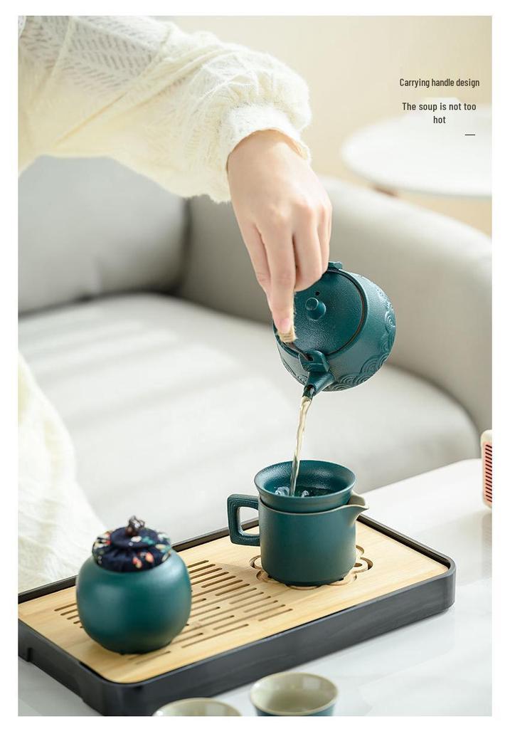 Portable Kung Fu Tea Set with Tray - Ideal for Outdoor Travel and Home, Perfect as a Chinese Business Gift