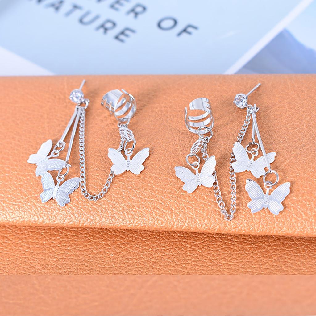 Butterfly Chain Earrings One-piece Ear B One Chain Punk Dark Stud Earrings