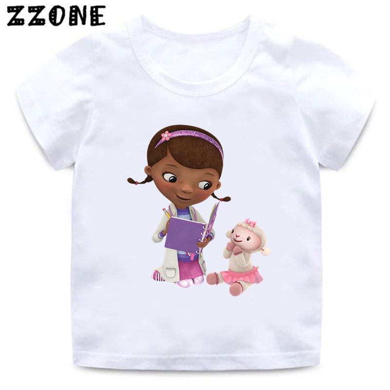 Doc McStuffins Clinic Girl Cartoon Kids Funny TShirts Cute Girls Clothes Baby Boys T shirt Summer White Children Topsooo5460