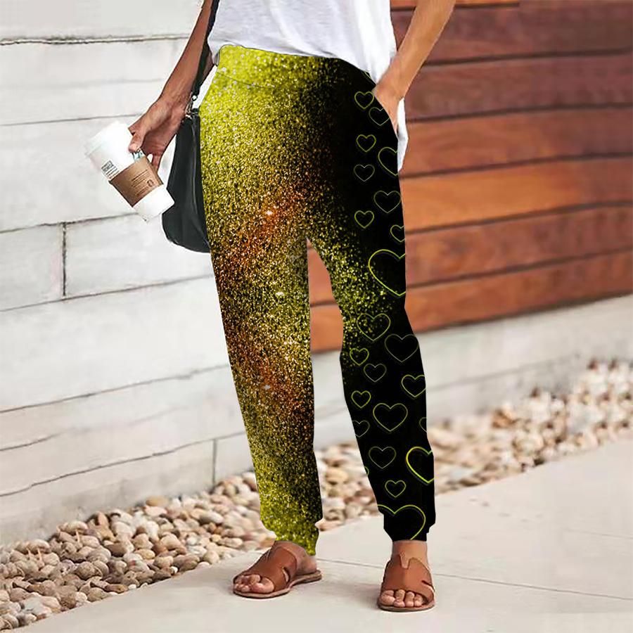 Women Starry Sky Printing Pants Lace Up Elastic Waist Loose  Trousers Casual Long Pants Trousers with Pockets