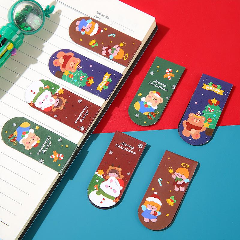 Personalized Christmas Magnetic Bookmark - Double-Sided for Students, Creative Gift for Kids, Practical Page Holder for the Whole Class