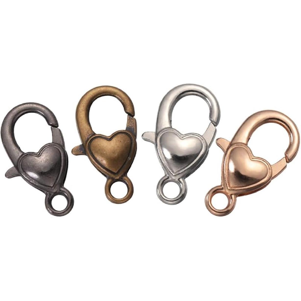 

Sewroro 40pcs Heart Shape Lobster Clasps Keychains Jewelry Lobster Clasps Antique Necklace Clasps Heart Jewelry Cord Ends Key Ring Lobster Clasps for Assorted Color