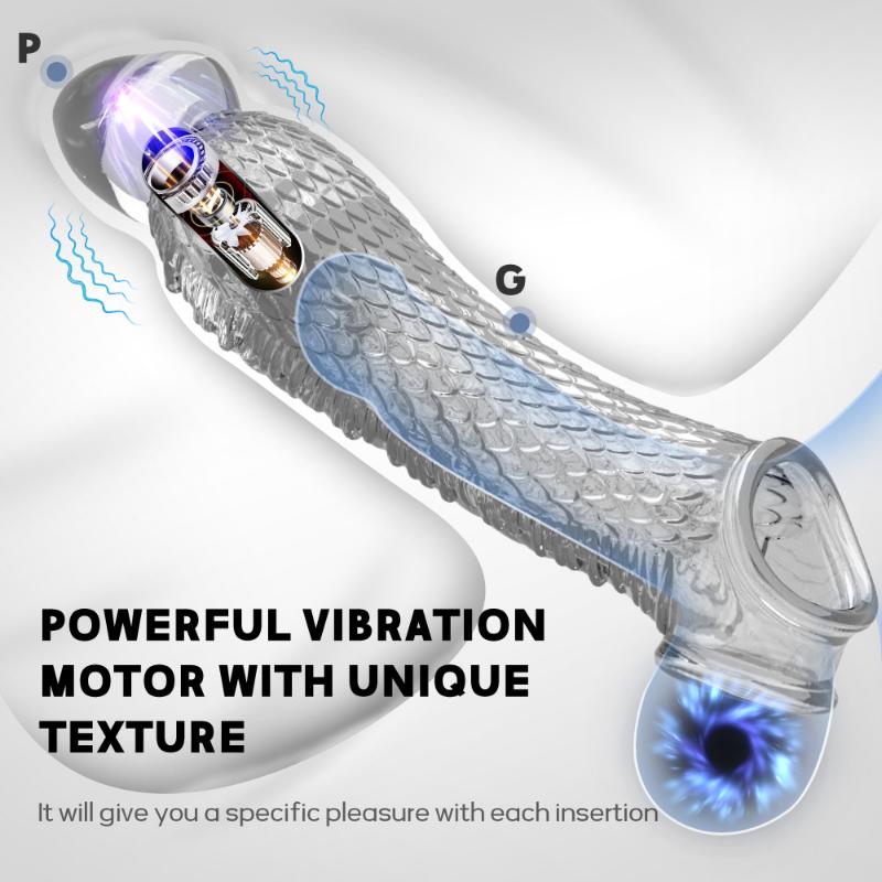 Realistic Penis Sleeve Vibrator Penis Enlargement Delay Ejaculation Reusable Condom Dick Cover Sex Toys for Men Sex Products