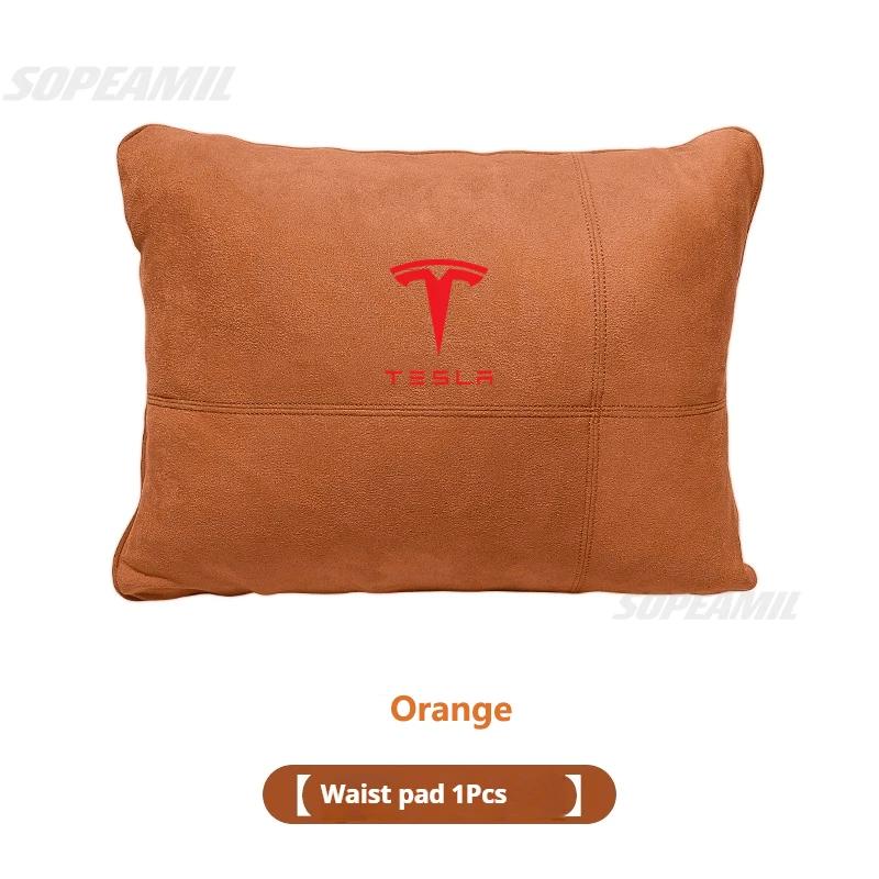 Suede Car Headrest Neck Support Seat Lumbar cushion Soft Neck Pillow Pad For Tesla Model 3 Model Y Model S Model X Accessories