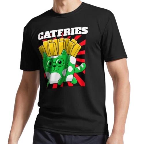 

New THE CAT FRIES Active Logo T-Shirt Funny Size S to 5XL M
