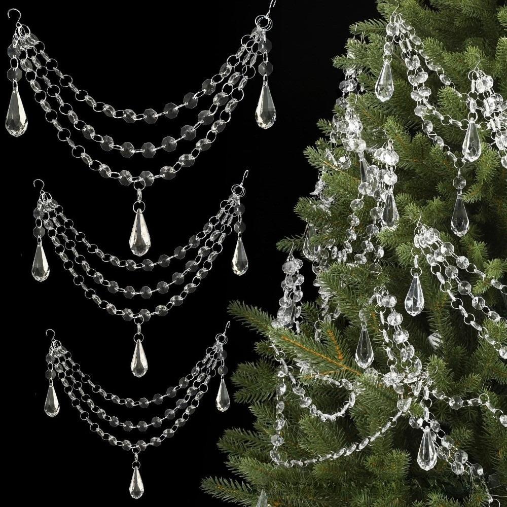 Acrylic Crystals Christmas Decorations 3 Layer Hanging Ornaments Home Decor