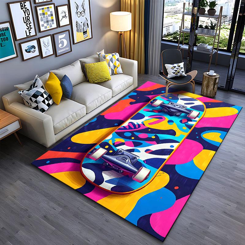 Abstract Colorful Skateboard Art suitable as a non-slip mat for the living room or bedroom sofa