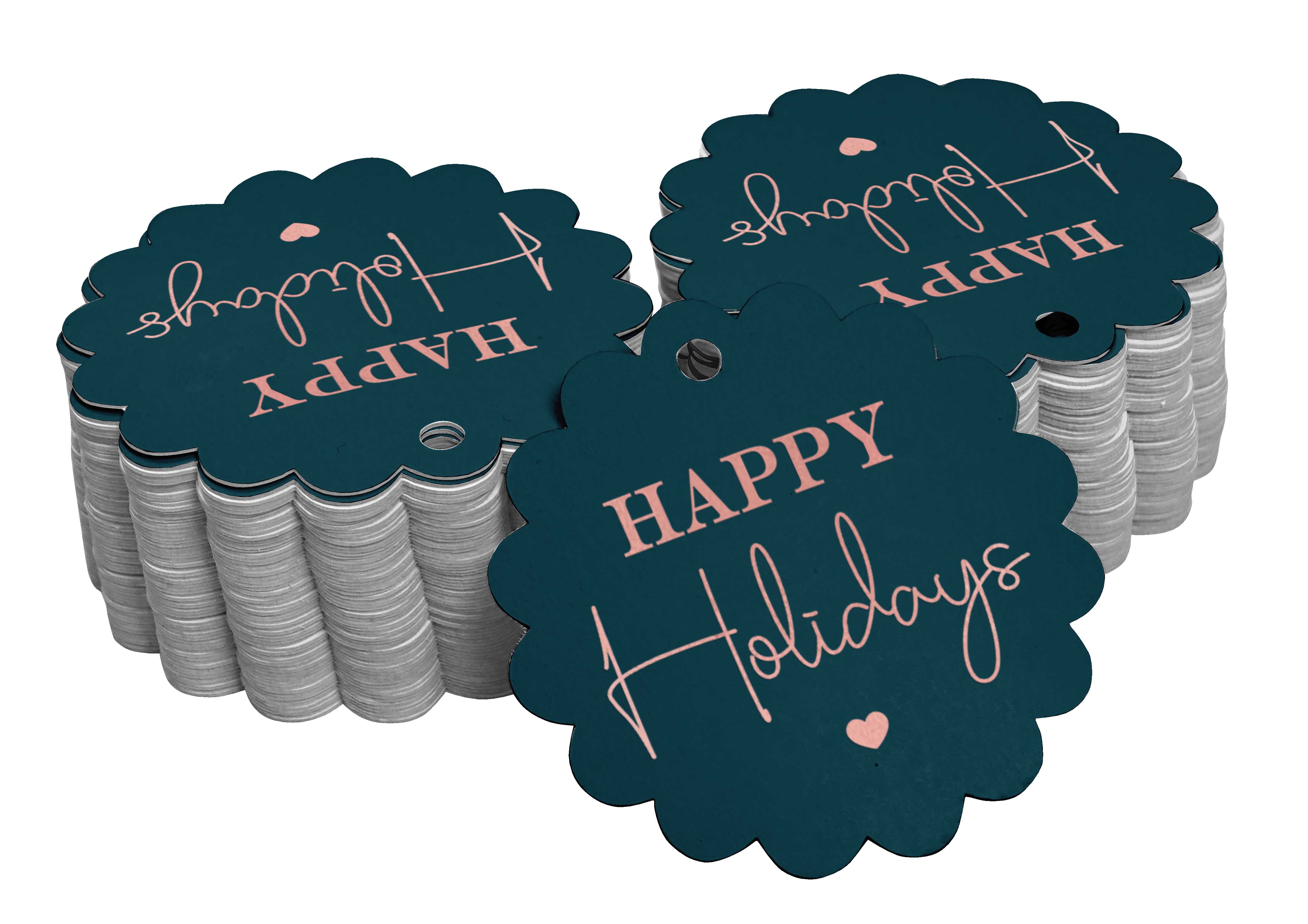 

Inkdotpot Справжня золота фольга Happy Holiday Tags Favor Hang Paper Tags 100 шт 50 Rose Gold Foil Tags синій