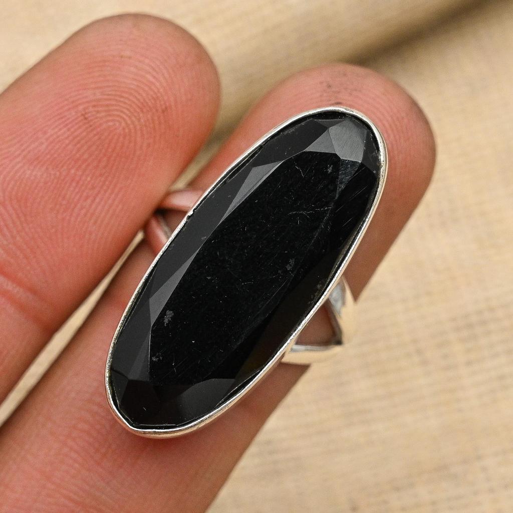 Lovely Black Spinel Gemstone 925 Sterling Silver Handmade Ring Jewlery For Her
