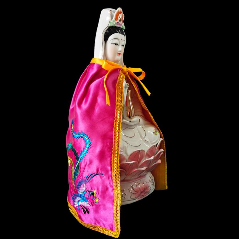 Only Cloak Zen Lotus Guanyin Buddha Statue Small Cloak Guanyin Bodhisattva Goddess Decor Embroidered Shawl Without Resin Buddha