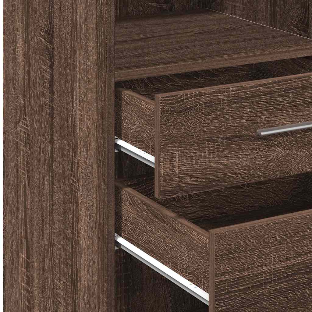Highboard in Brown Oak Look 40 x 42.5 x 124 cm Engineered Wood