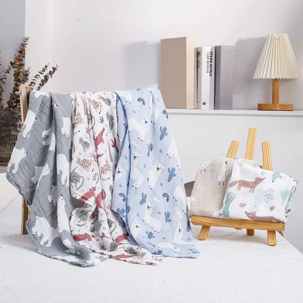 Cartoon Print Baby Swaddle Blanket Cotton Baby Stroller Cover Baby Wrap Sleeping Bag  Infant Bath