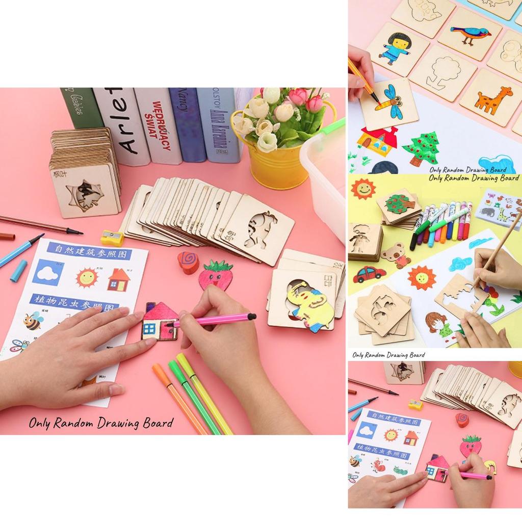 Montessori Holz Zeichenschablonen Set Für Kinder 20 Bunte Vorlagen Für Kreatives DIY Malen Und Lernspiele Chars)