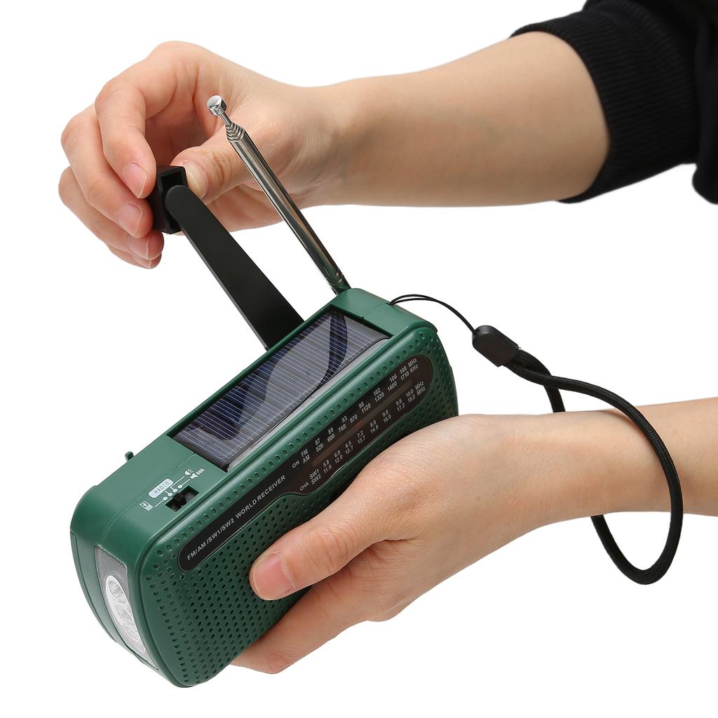 Hand Crank Solar Radio AM FM SW1 SW2 Camping LED Flashlight Multiband Camping Emergency Radio for Outdoor