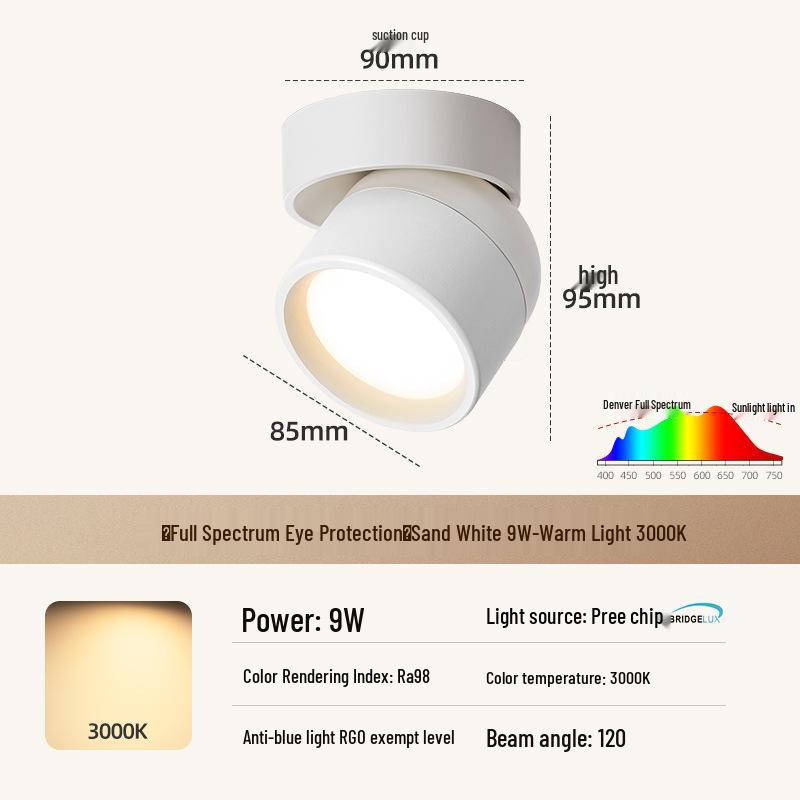 Adjustable Rotatable Surface-Mounted Downlight for Living Room, Aisle, Entrance, Bedroom - No Main Light Required