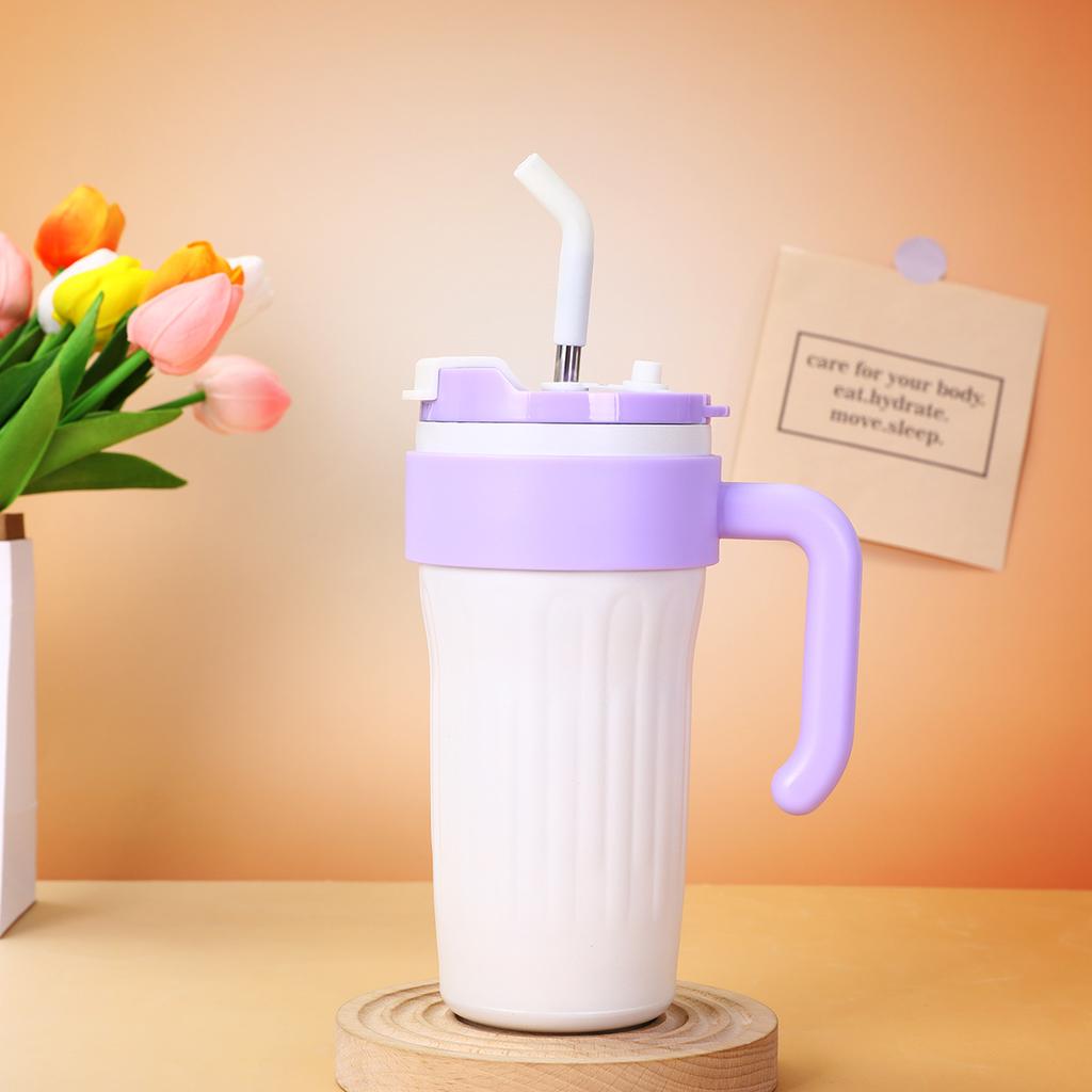 New Gradient Steel Thermos Cup Girls Handy Straw Cup Dopamine Strap Handle Car Cup Durable Durable Useful Useful