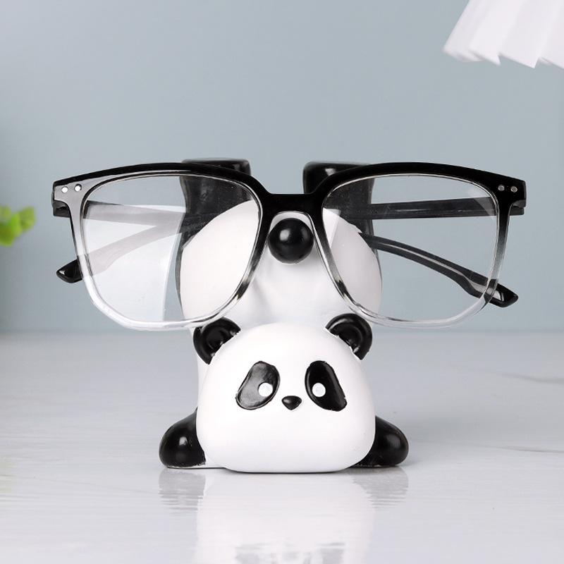 Suporte de Óculos Panda Invertido Fofo Suporte de Óculos de Mesa de Escritório Rack de Armazenamento de Óculos de Sol Ornamento de Decoração de Quarto Doméstico