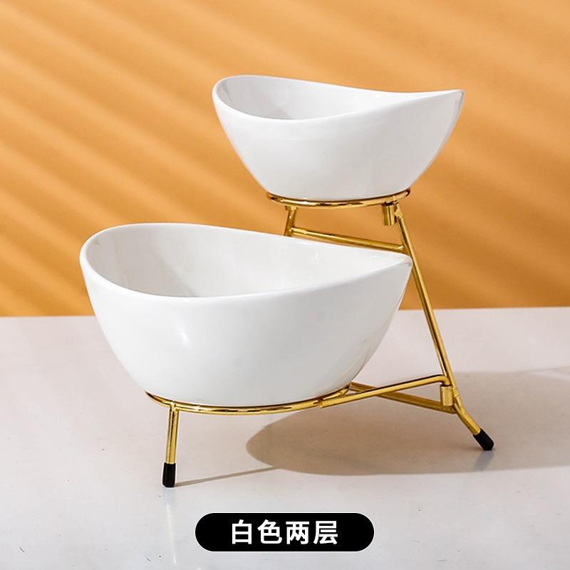 Европейская Легкая Роскошь Многоуровневая Фруктовница Креативная Гостиная Домашняя Высокоценная Керамическая Тарелка для Закусок Конфет Корзина для Дим Сама Сухофруктов