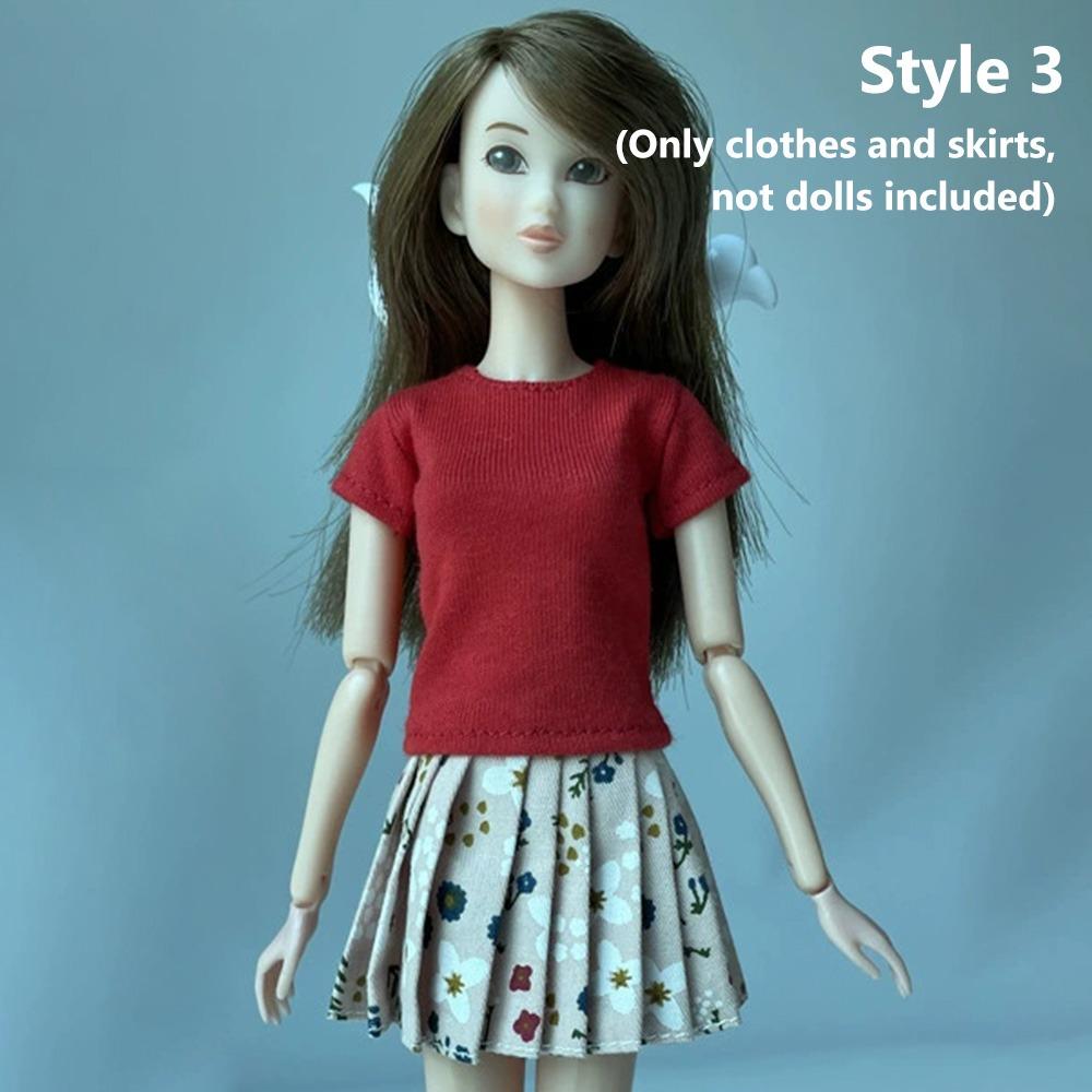 

Dress Up Princess Vest Tops Printed T-shirt Pleated Skirt for 1/6 BJD 30cm Dolls for blythe Dolls 3