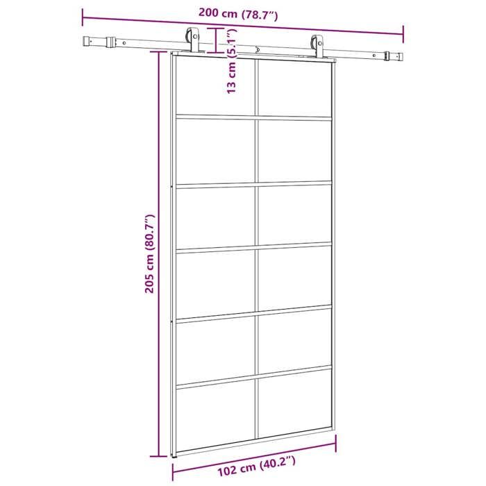 VidaXL Sliding Door Hardware Kit Black 102x205cm ESG Glass, Interior Door, Interior Barn Door, Door 3375852