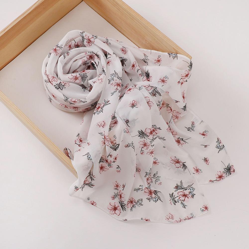 New Printed Hijabs Shawl Bubble Chiffon Hijabs Woman Design Flower Shawls Muslim Scarves Headscarf Wraps Turbans Long Scarves