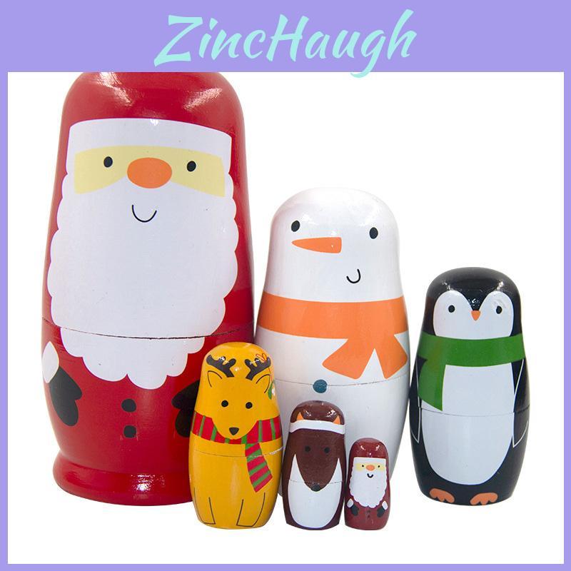 Wooden Christmas Santa Claus Nesting Dolls 6 Layers Of Handmade Home Decor And Gifts
