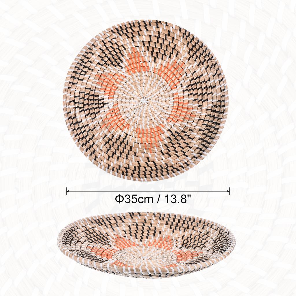 35cm Hängender Gewebter Wandkorb Natur Rattan Wandkorb Dekor Boho Bauernhaus Rustikal Dekorative Tischdeko für Wohnzimmer