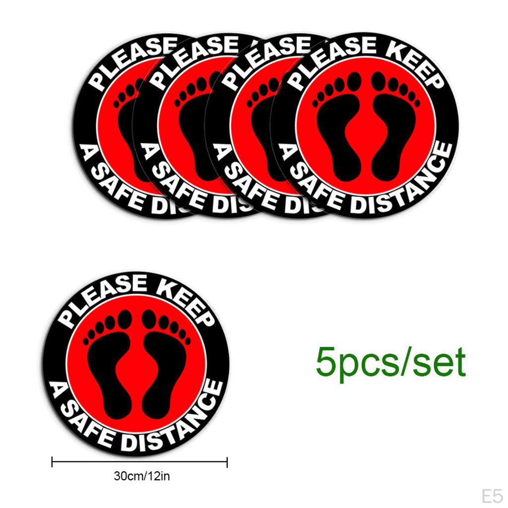 5 Pieces Distancing Floor Decal Stickers, Foot Wall Notice Warning for Business CDC Shop