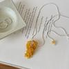 Retro Bow Flower Tiger's Eye Stone Water Drop Necklace Clavicle Chain Cold Wind Necklace Women